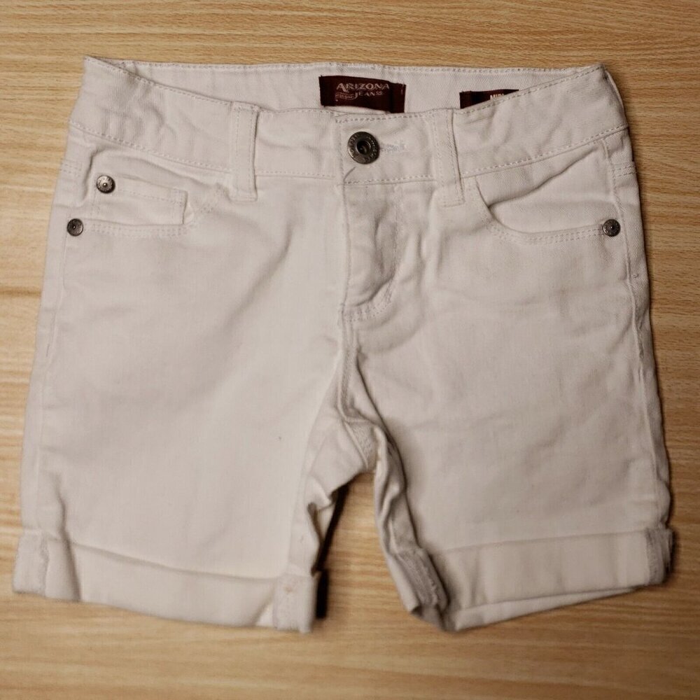 Arizona Girls White Midi Denim Shorts 8 Slim